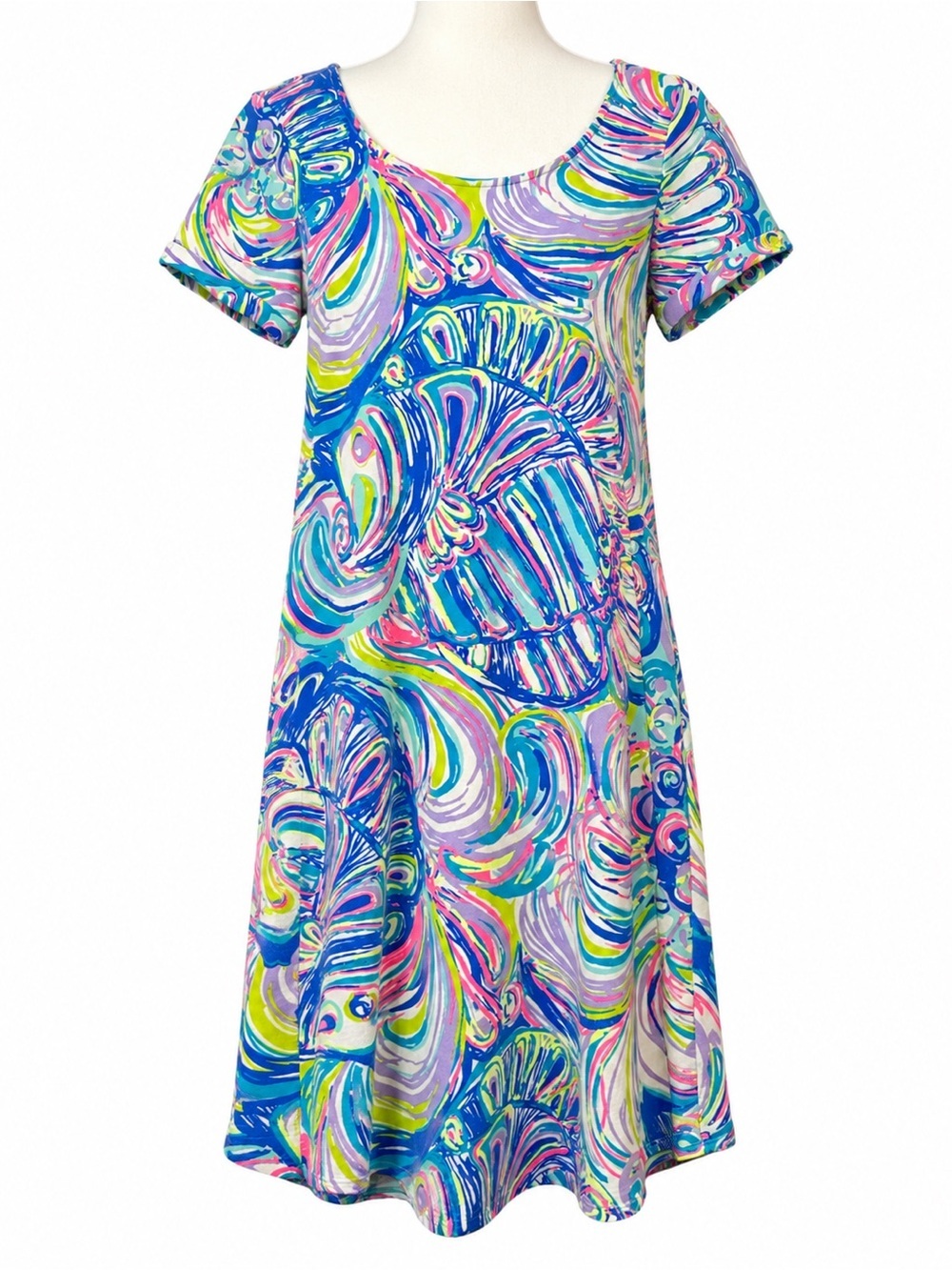 Lilly Pulitzer Abstract Swirl Print Knit Swing Dress | Size Small